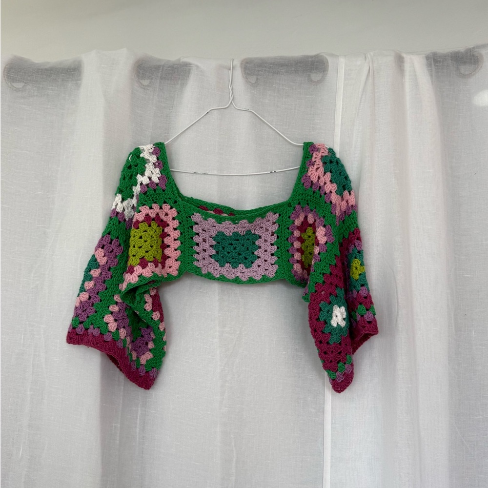 ♡ Handmade Crochet Granny Square Shrug ♡ - Picture 3 of 3